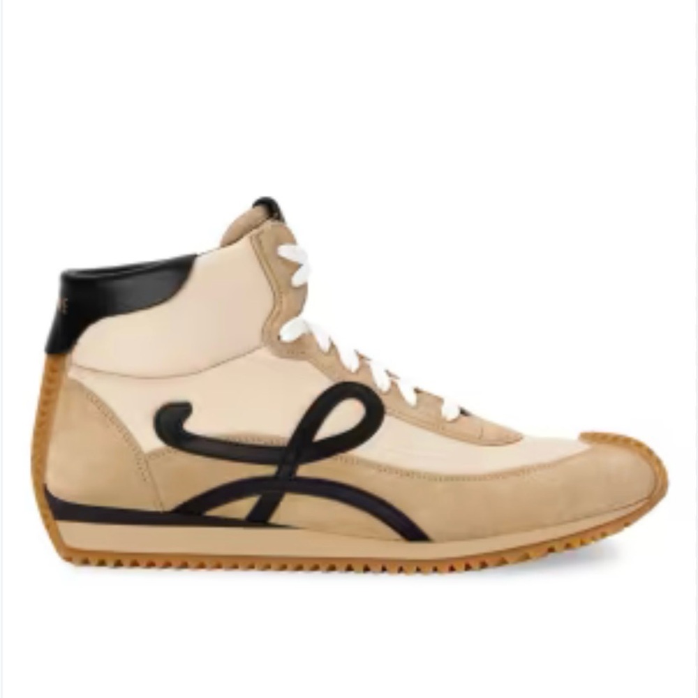 Loewe Beige, White & Black Retro Runner Sneakers High Top size 38 full set